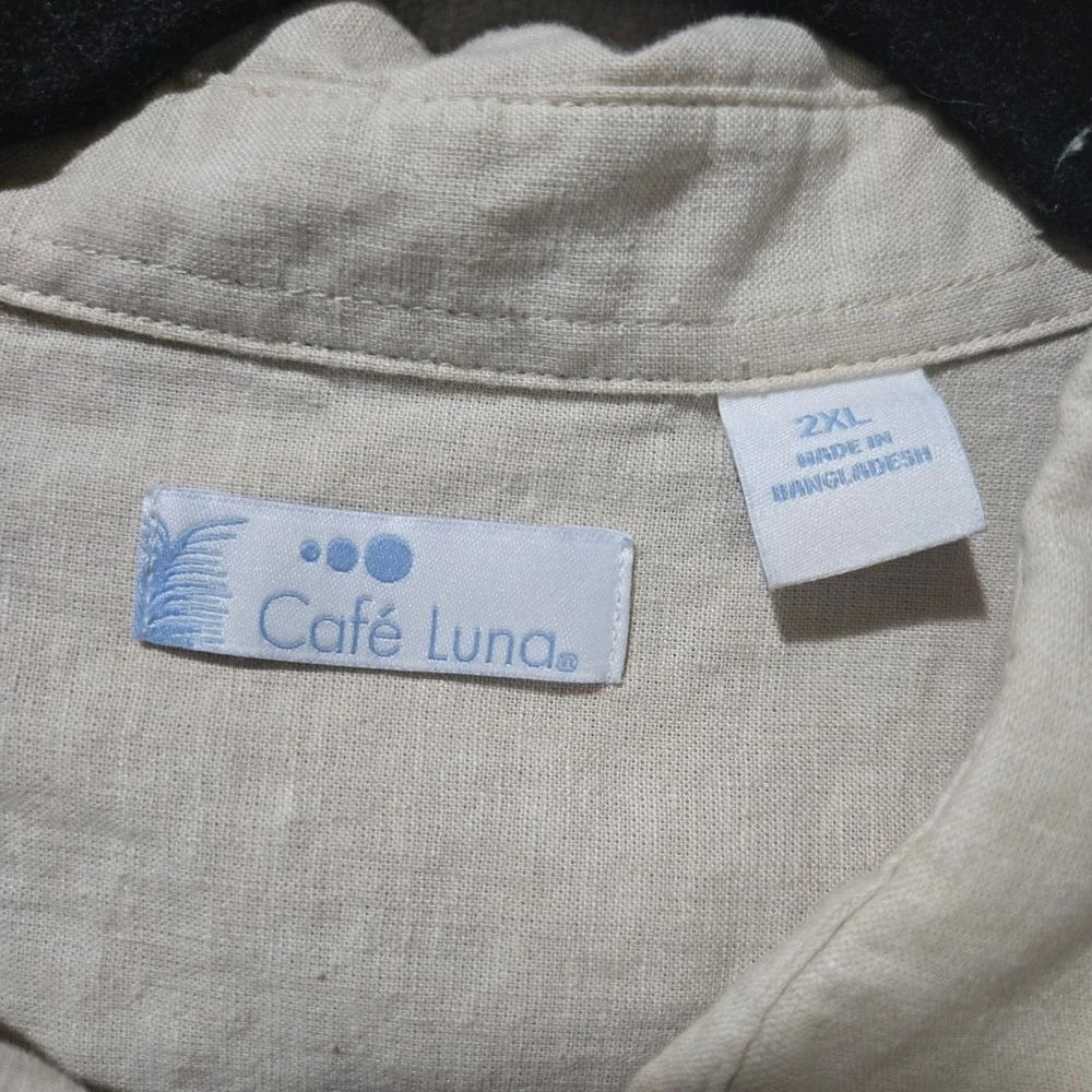 Cafe Luna Linen Blend Shirt Mens 2X‎ Coastal Vacation Resort Relaxed Beachy